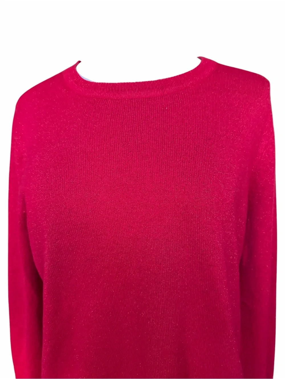 NWOT Late 90s/Early 2000s Basic Editions Lightweight Red Metallic Sparkly Crewne